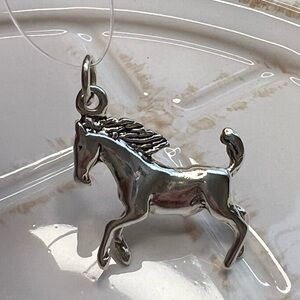 Vintage Horse Charm Pendant Sterling Silver 925 NOS